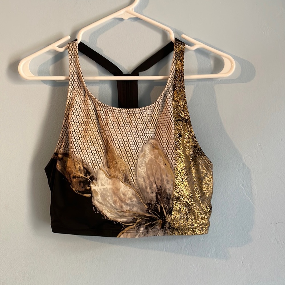 Carmen Marc Valvo Gold and Black Bikini Top